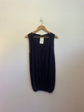 Fresh Laundry Navy Blue Modal Wrap Blouse | Size Large